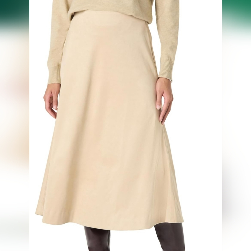 A-Line Midi Skirt in Beige